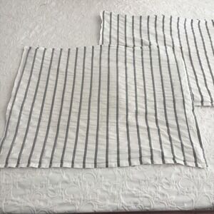 INUP Home Standard Pillow Shams Set Of 2 White Blue Striped Portugal Cotton